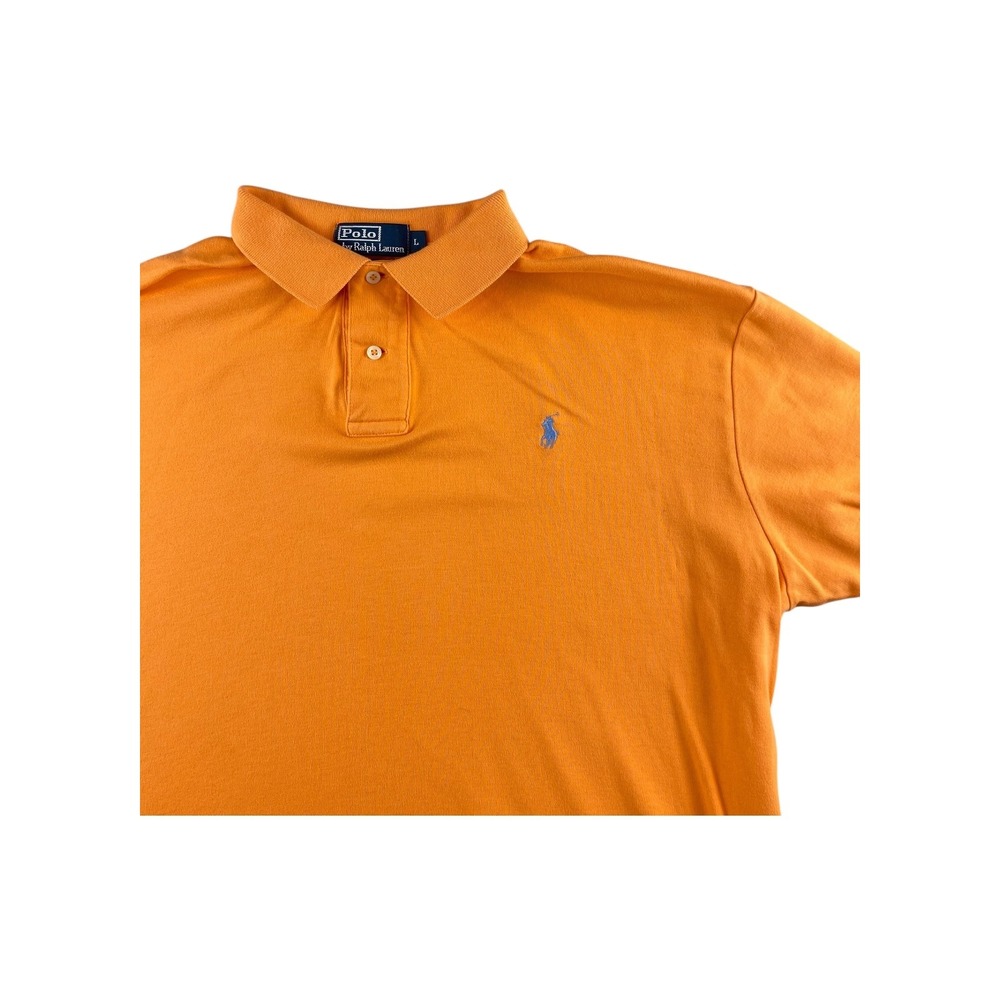 Polo Ralph Lauren Mens Orange Short Sleeve Polo Shirt Size L Embroidered Pony